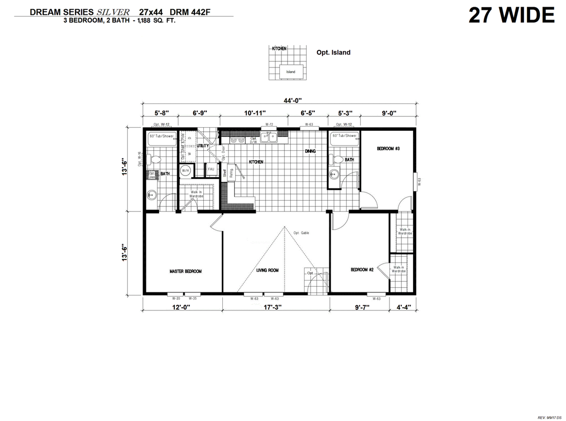 The DRM442F 44'              DREAM Floor Plan