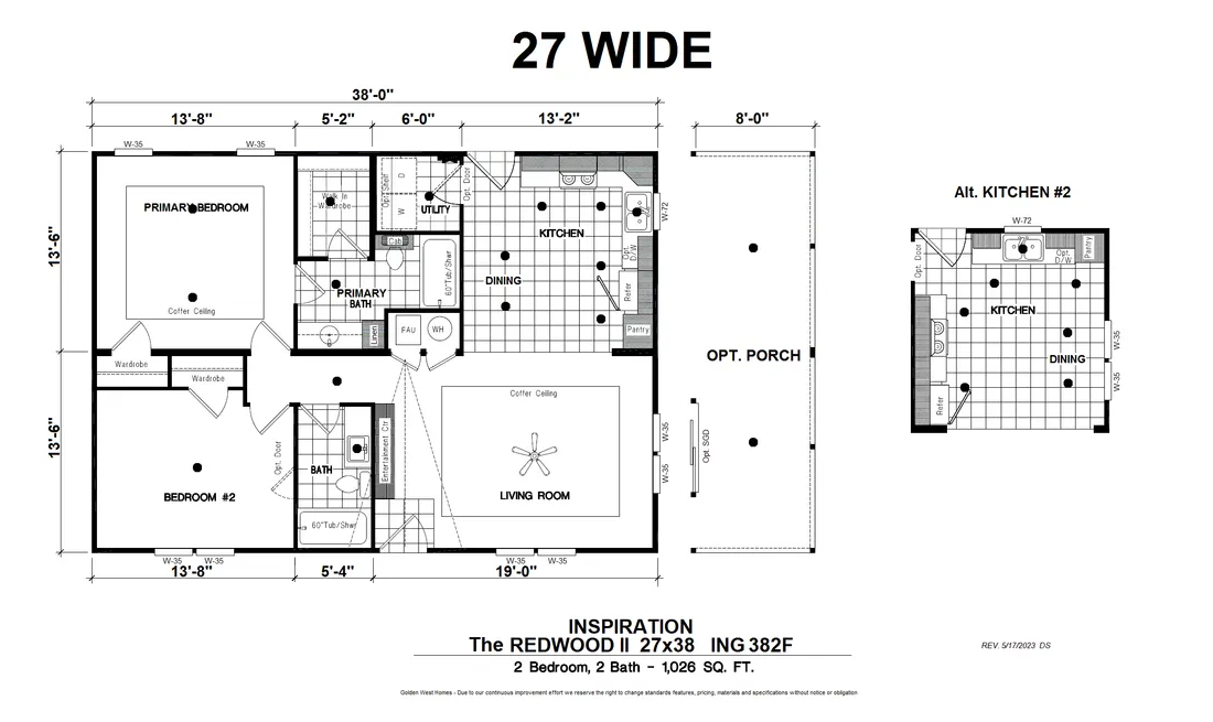 The ING382F REDWOOD II          IK Floor Plan